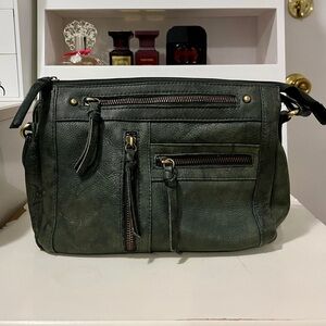 Dark Green Leather Crossbody Bag